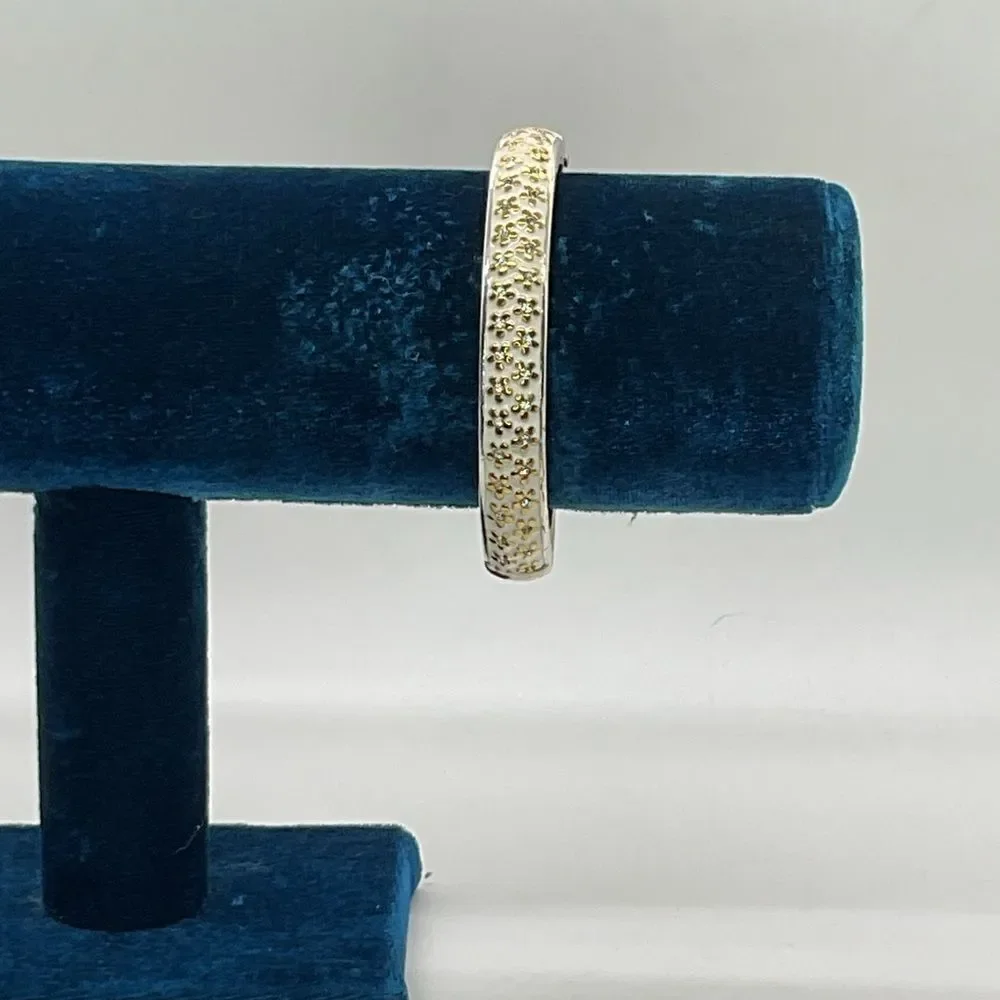 Brighton Loves Me Gold and Silver Floral Hinged Bangle Bracelet